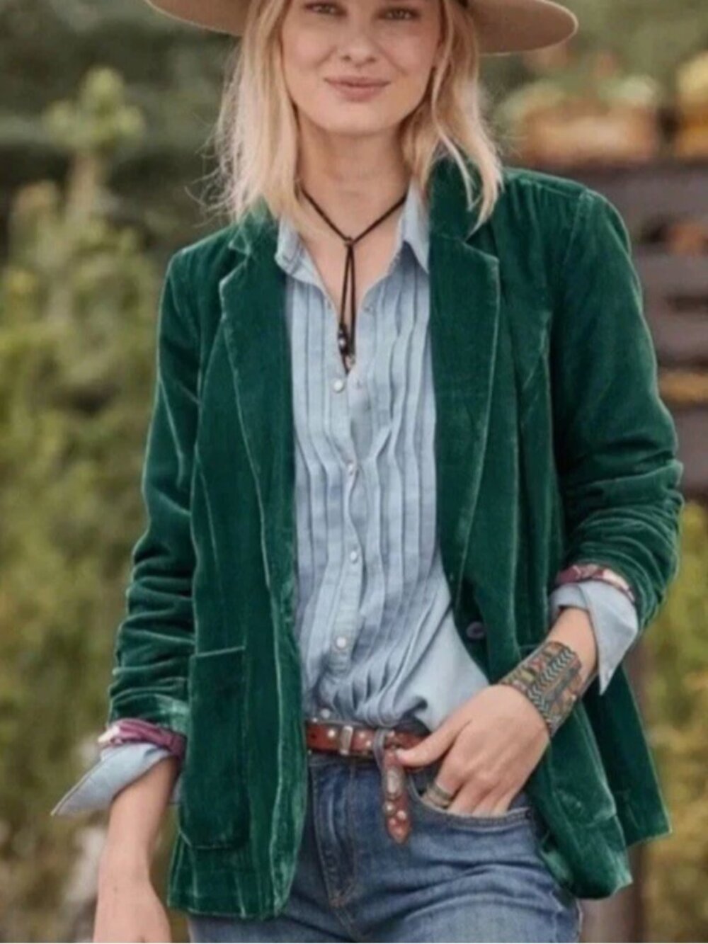 NEW Sundance Catalog Velvet Blazer Womens 16 Floral Lined Green Jacket Boho
